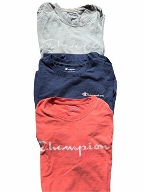 Champion Men’s Short Sleeve T-Shirt - Coral, Navy, Light Gray (3-Pack) Size M